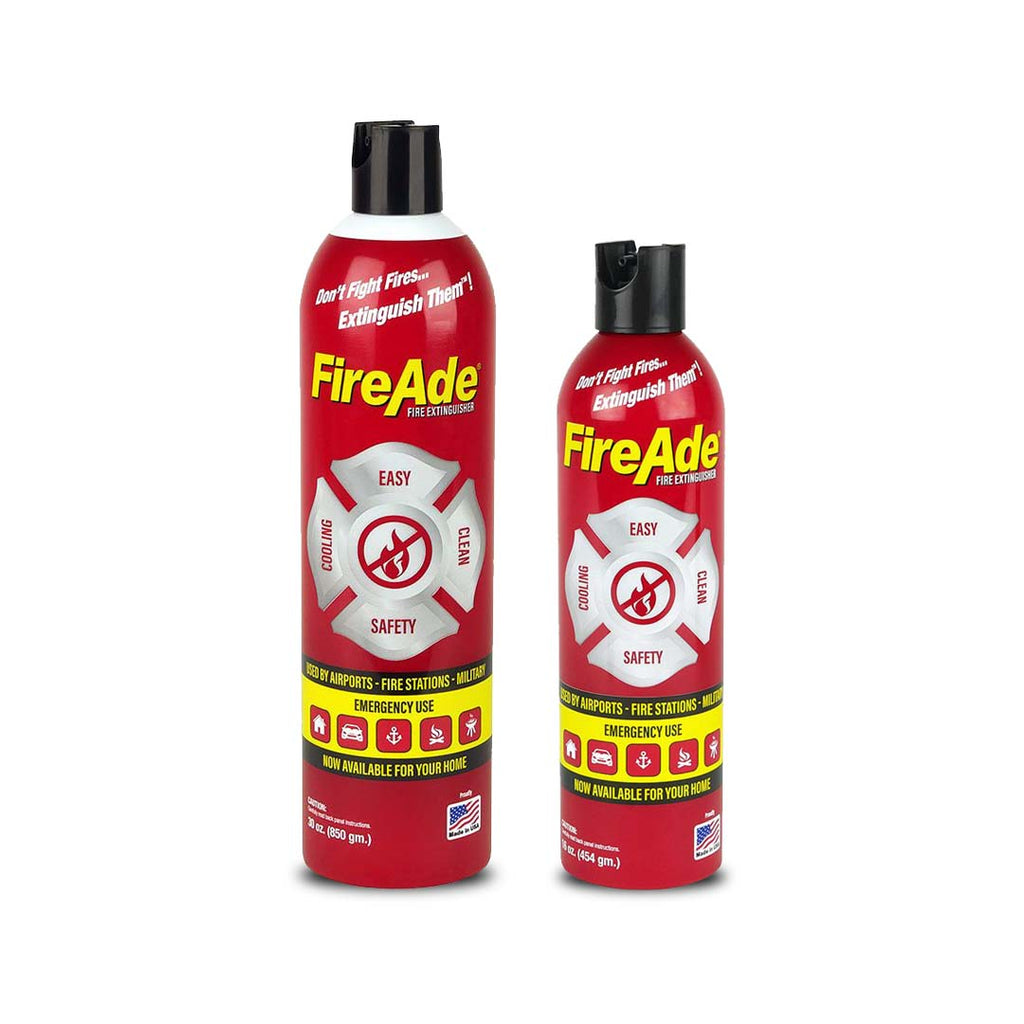 FireAde® Personal Suppression Aerosol Foam 16oz and 30 oz side by side