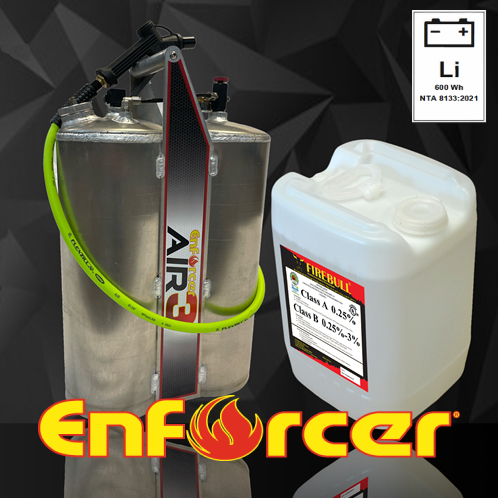 FIREBULL AB & Enforcer AIR 3 Achieve Lithium Battery Fire Standard Under NTA 8133:2021