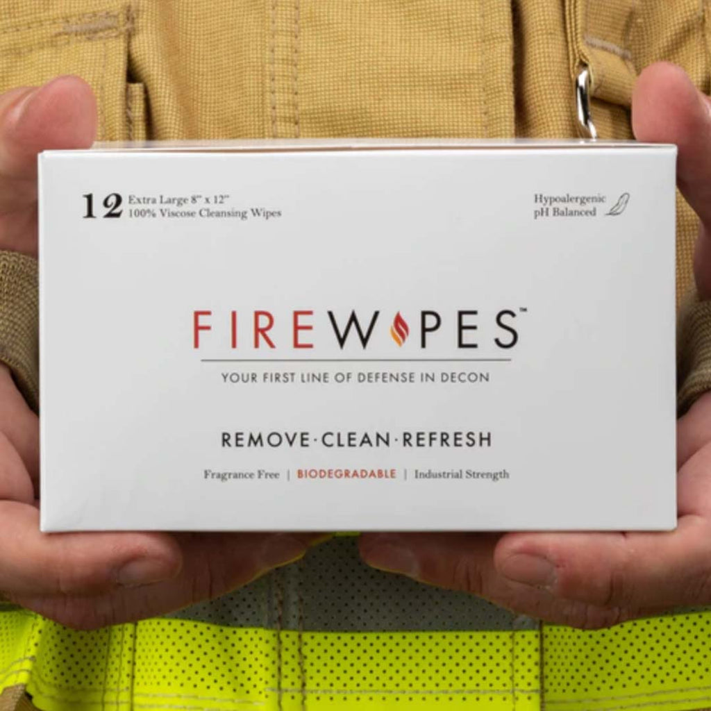 Fireman holding a box of FireWipes®