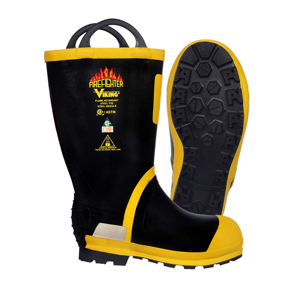 Viking Firefighter® Felt Lined Boots Front and Side View